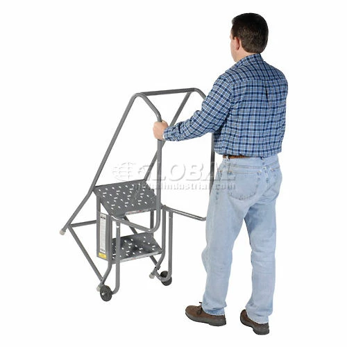 Tri-Arc 2 Step Steel 16"W Step Tilt And Roll Ladder - Perforated Tread - KDTF102166 10 Tri-Arc 2 Step Steel 16"W Step Tilt And Roll Ladder - Perforated Tread - KDTF102166 - Image 8