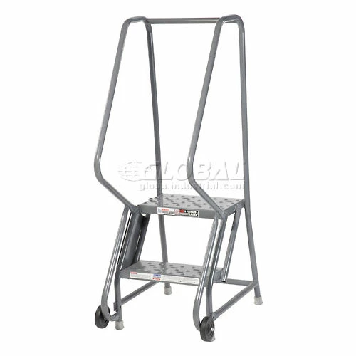 Tri-Arc 2 Step Steel 16"W Step Tilt And Roll Ladder - Perforated Tread - KDTF102166 6 Tri-Arc 2 Step Steel 16"W Step Tilt And Roll Ladder - Perforated Tread - KDTF102166 - Image 4