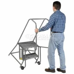 Tri-Arc 2 Step Steel 24"W Step Tilt And Roll Ladder - Grip Strut Tread - KDTF102242 -Ladders Sales Store 975224gs 05