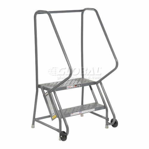 Tri-Arc 2 Step Steel 24"W Step Tilt And Roll Ladder - Perforated Tread - KDTF102246 3 Tri-Arc 2 Step Steel 24"W Step Tilt And Roll Ladder - Perforated Tread - KDTF102246