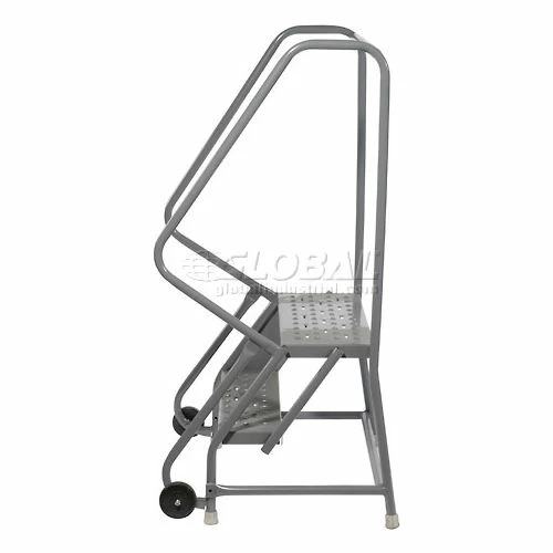 Tri-Arc 2 Step Steel 24"W Step Tilt And Roll Ladder - Perforated Tread - KDTF102246 5 Tri-Arc 2 Step Steel 24"W Step Tilt And Roll Ladder - Perforated Tread - KDTF102246 - Image 3