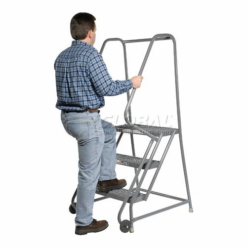 Tri-Arc 3 Step Steel 24"W Step Tilt And Roll Ladder - Grip Strut Tread - KDTF103242 11 Tri-Arc 3 Step Steel 24"W Step Tilt And Roll Ladder - Grip Strut Tread - KDTF103242 - Image 9