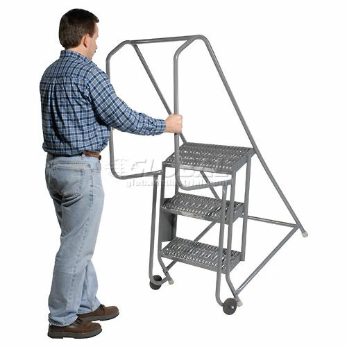 Tri-Arc 3 Step Steel 24"W Step Tilt And Roll Ladder - Grip Strut Tread - KDTF103242 10 Tri-Arc 3 Step Steel 24"W Step Tilt And Roll Ladder - Grip Strut Tread - KDTF103242 - Image 8