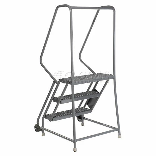 Tri-Arc 3 Step Steel 24"W Step Tilt And Roll Ladder - Grip Strut Tread - KDTF103242 6 Tri-Arc 3 Step Steel 24"W Step Tilt And Roll Ladder - Grip Strut Tread - KDTF103242 - Image 4