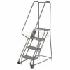 Tri-Arc 4 Step Steel 16"W Step Tilt And Roll Ladder - Grip Strut Tread - KDTF104162