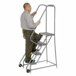 Tri-Arc 4 Step Steel 16"W Step Tilt And Roll Ladder - Grip Strut Tread - KDTF104162 -Ladders Sales Store 975227GS 01