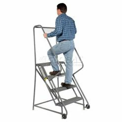 Tri-Arc 4 Step Steel 24"W Step Tilt And Roll Ladder - Grip Strut Tread - KDTF104242 -Ladders Sales Store 975228GS 03