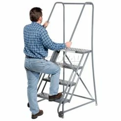 Tri-Arc 4 Step Steel 24"W Step Tilt And Roll Ladder - Perforated Tread - KDTF104246 -Ladders Sales Store 975228PS 06
