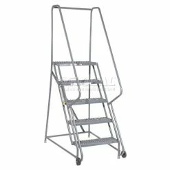 Tri-Arc 5 Step Steel 24"W Step Tilt And Roll Ladder - Grip Strut Tread - KDTF105242