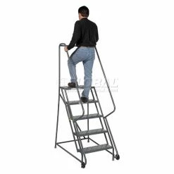 Tri-Arc 5 Step Steel 24"W Step Tilt And Roll Ladder - Perforated Tread - KDTF105246 25 Tri-Arc 5 Step Steel 24"W Step Tilt And Roll Ladder - Perforated Tread - KDTF105246 -Ladders Sales Store 975230ps 05