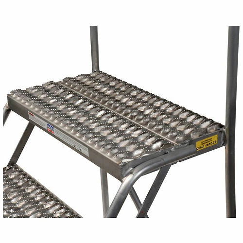 Tri-Arc 4 Step Aluminum Rolling Ladder, 16"W Grip Step, 30" Handrails - WLAR104165 6 Tri-Arc 4 Step Aluminum Rolling Ladder, 16"W Grip Step, 30" Handrails - WLAR104165 - Image 4