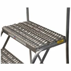 Tri-Arc 4 Step Aluminum Rolling Ladder, 24"W Grip Step, 30" Handrails - WLAR104245 -Ladders Sales Store Aluminum 5
