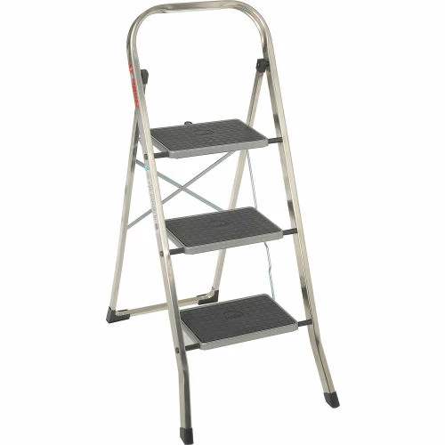 Hailo K30 3 Step Aluminum Folding Step Ladder - 4393-801 3 Hailo K30 3 Step Aluminum Folding Step Ladder - 4393-801