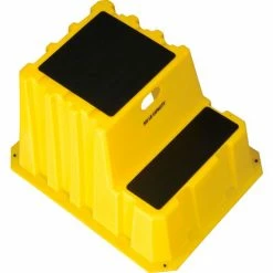 Diversified Plastics 2 Step Nestable Plastic Step Stand - Yellow 25-3/4"W x 32-3/4"D x 20-1/2"H - NST-2-14 -Ladders Sales Store B1817888 02