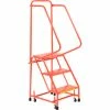 Ballymore Perforated 16"W 3 Step Steel Rolling Ladder 10"D Top Step W/ Handrails - Orange - H318P-O 2 Ballymore Perforated 16"W 3 Step Steel Rolling Ladder 10"D Top Step W/ Handrails - Orange - H318P-O -Ladders Sales Store B1834594