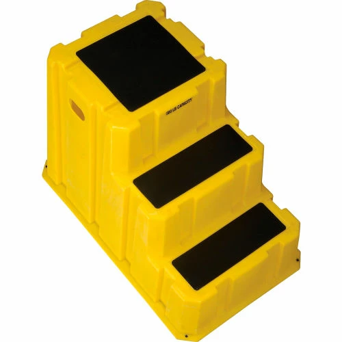 Diversified Plastics 3 Step Nestable Plastic Step Stand - Yellow 25-3/4"W x 42"D x 29"H - NST-3-14 5 Diversified Plastics 3 Step Nestable Plastic Step Stand - Yellow 25-3/4"W x 42"D x 29"H - NST-3-14 - Image 3