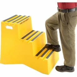 US Roto Molding 3 Step Plastic Step Stand - Yellow 20"W x 33-1/2"D x 28-1/2"H - ST-3 YEL -Ladders Sales Store B2185977 03