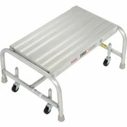 Tri-Arc 1 Step Mobile Aluminum Step Stand w/ Solid Ribbed Top Step & 24"W Platform - WLAR001244 -Ladders Sales Store B593656 02