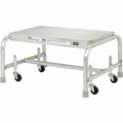 Tri-Arc 1 Step Mobile Aluminum Step Stand w/ Solid Ribbed Top Step & 24"W Platform - WLAR001244 -Ladders Sales Store B593656 03