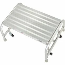 Tri-Arc 1 Step Mobile Aluminum Step Stand w/ Solid Ribbed Top Step & 24"W Platform - WLAR001244 -Ladders Sales Store B593656 05