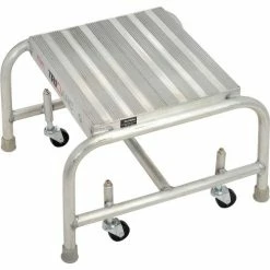 Tri-Arc 1 Step Mobile Aluminum Step Stand w/ Solid Ribbed Top Step & 16"W Platform - WLAR001164 -Ladders Sales Store B593658 02