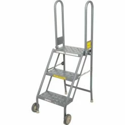 Tri-Arc 3 Step Folding Rolling Ladder Stand - Perforated Tread - KDMF103166