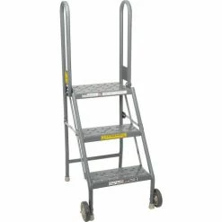 Tri-Arc 3 Step Folding Rolling Ladder Stand - Perforated Tread - KDMF103166 -Ladders Sales Store B593660 04