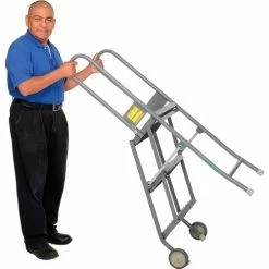 Tri-Arc 3 Step Folding Rolling Ladder Stand - Perforated Tread - KDMF103166 -Ladders Sales Store B593660 06