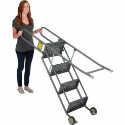 Tri-Arc 4 Step Folding Rolling Ladder Stand - Perforated Tread - KDMF104166 -Ladders Sales Store B593661 04