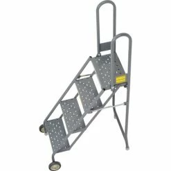 Tri-Arc 4 Step Folding Rolling Ladder Stand - Perforated Tread - KDMF104166 -Ladders Sales Store B593661 06