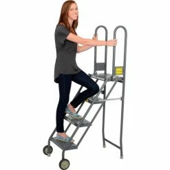 Tri-Arc 4 Step Folding Rolling Ladder Stand - Perforated Tread - KDMF104166 -Ladders Sales Store B593661 08