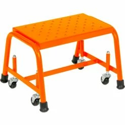 Ballymore Grip 16"W 1 Step Steel Rolling Ladder 10"D Top Step - Orange - 118G-O
