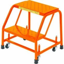 Ballymore Perforated 16"W 2 Step Steel Rolling Ladder 20"D Top Step - Orange - 21821PSU-O