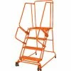 Ballymore 3 Step Steel Orange Tilt And Roll Ladder with Perforated Tread - TR-3-P-O -Ladders Sales Store BLL TR 3 P O