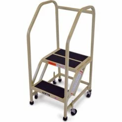EGA Products EGA Steel Office Ladder 2-Step, 16" Wide Vinyl Covered W/ Handrail, Almond, 450 lb. Cap. - F003