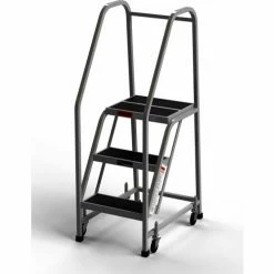 EGA Products EGA Office Ladder 3-Step Rubber Surface, Gray 450Lb. Capacity - F005-G