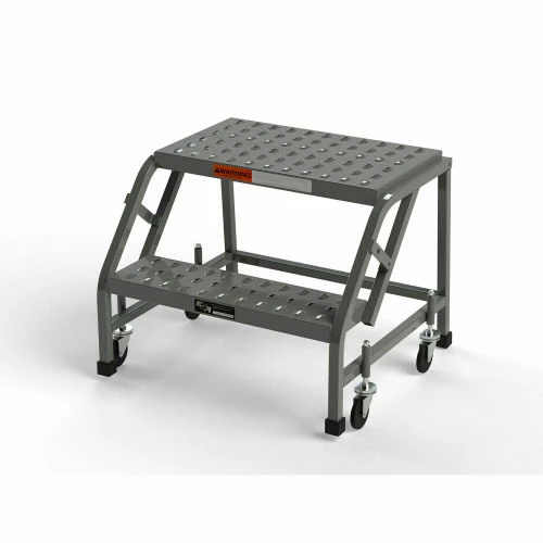 EGA Steel Industrial Rolling Ladder 2-Step, 16" Wide Perforated, Gray, 450 lb. Cap. - L001 3 EGA Steel Industrial Rolling Ladder 2-Step, 16" Wide Perforated, Gray, 450 lb. Cap. - L001