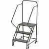 EGA Products EGA Steel Industrial Rolling Ladder 3-Step, 16" Wide Perforated, Gray, 450 lb. Cap. - L004 -Ladders Sales Store EGA B2131589
