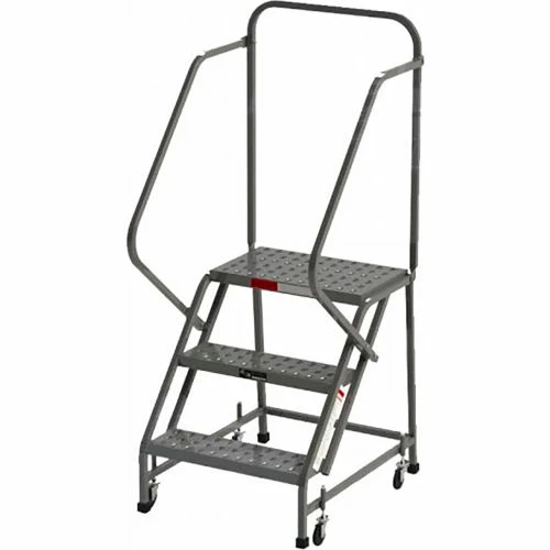 EGA Products EGA Steel Industrial Rolling Ladder 3-Step, 24" Wide Perforated, Gray, 450 lb. Cap. - L022 3 EGA Products EGA Steel Industrial Rolling Ladder 3-Step, 24" Wide Perforated, Gray, 450 lb. Cap. - L022