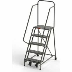 EGA Products EGA Steel Industrial Rolling Ladder 5-Step, 16" Wide Perforated, Gray, 450 lb. Cap. - L007