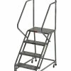 EGA Products EGA Steel Industrial Rolling Ladder 4-Step, 24" Wide Perforated, Gray, 450 lb. Cap. - L024