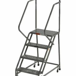 EGA Products EGA Steel Industrial Rolling Ladder 4-Step, 24" Wide Perforated, Gray, 450 lb. Cap. - L024