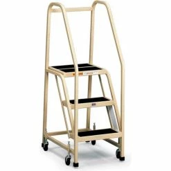 EGA Products EGA Office Ladder 3-Step Rubber Surface, Almond 450Lb. Capacity - F005