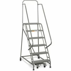 EGA Products EGA Industrial Rolling Ladder 6-Step 20" Wide Perforated, Gray 450Lb. Capacity - L008