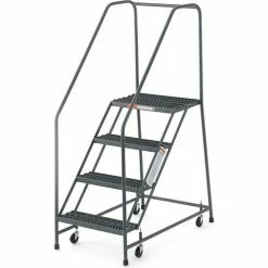 EGA Products EGA Steel EZY-Climb Ladder w/ Handrails 3-Step, 24" Wide Grip Strut, Gray, 450 lb. Cap. - R032