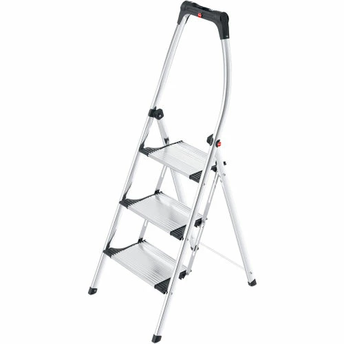 Hailo Comfort Plus 3 Step Aluminum Folding Step Ladder - 4303-321 3 Hailo Comfort Plus 3 Step Aluminum Folding Step Ladder - 4303-321