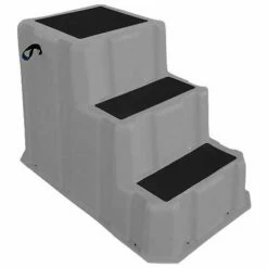 US Roto Molding 3 Step Nestable Plastic Step Stand - Gray 26"W x 43"D x 28"H - NST-3 GY