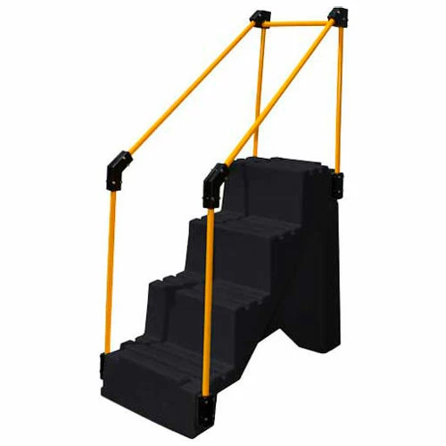 US Roto Molding 4 Step Plastic Step Stand W/ Handrails - Black 27"W x 38"D x 44"H - ST-4 BK 3 US Roto Molding 4 Step Plastic Step Stand W/ Handrails - Black 27"W x 38"D x 44"H - ST-4 BK