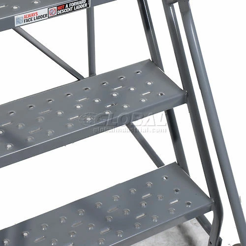 Tri-Arc 5 Step Steel 24"W Step Tilt And Roll Ladder - Perforated Tread - KDTF105246 6 Tri-Arc 5 Step Steel 24"W Step Tilt And Roll Ladder - Perforated Tread - KDTF105246 - Image 4