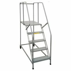 P.W. Platforms 4 Step, 24"W x 21"D Steel Rolling Single Entry Platform - 4SWP2421